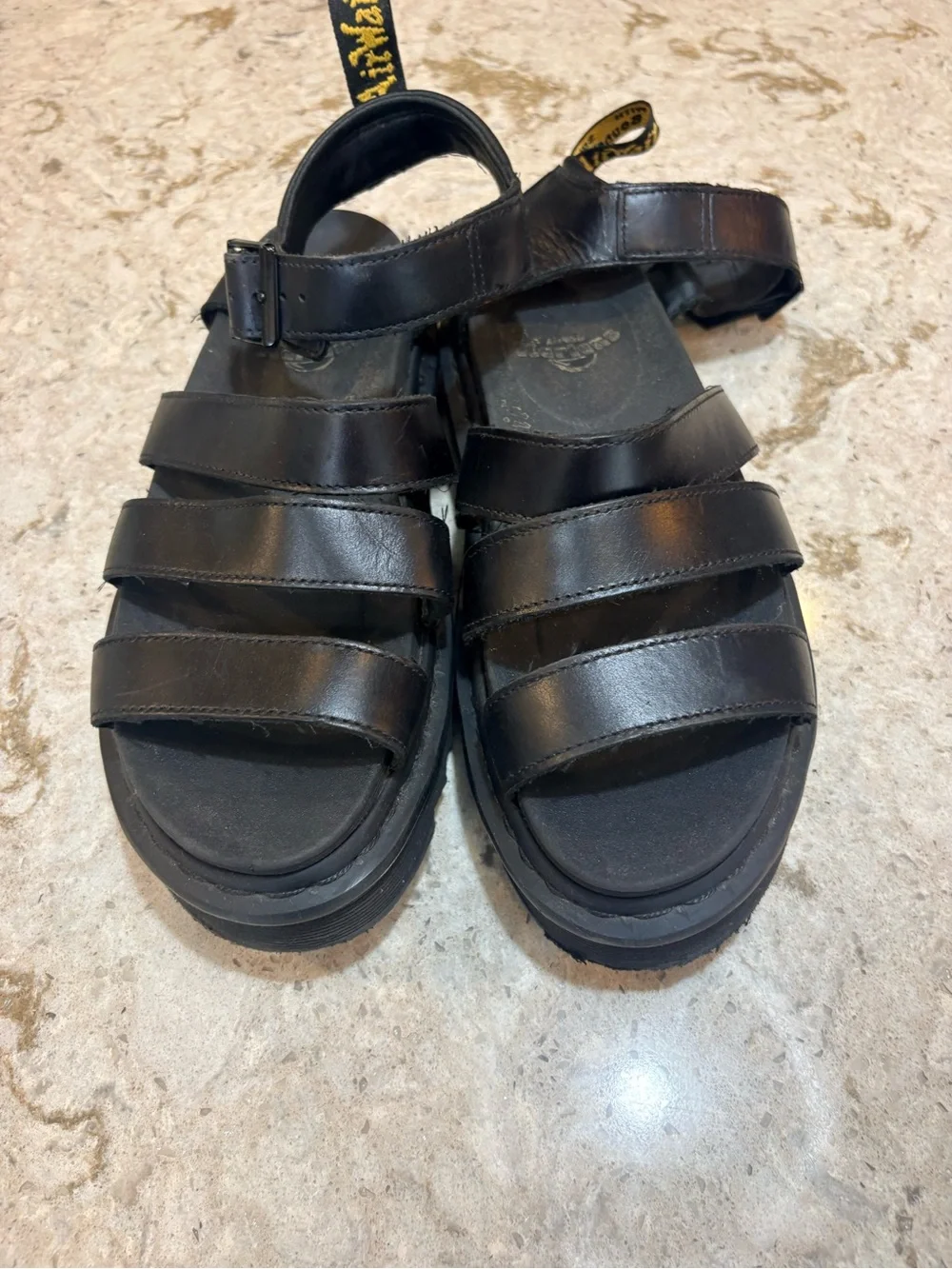 Dr. Martens Black Leather Platform Blaire Sandals